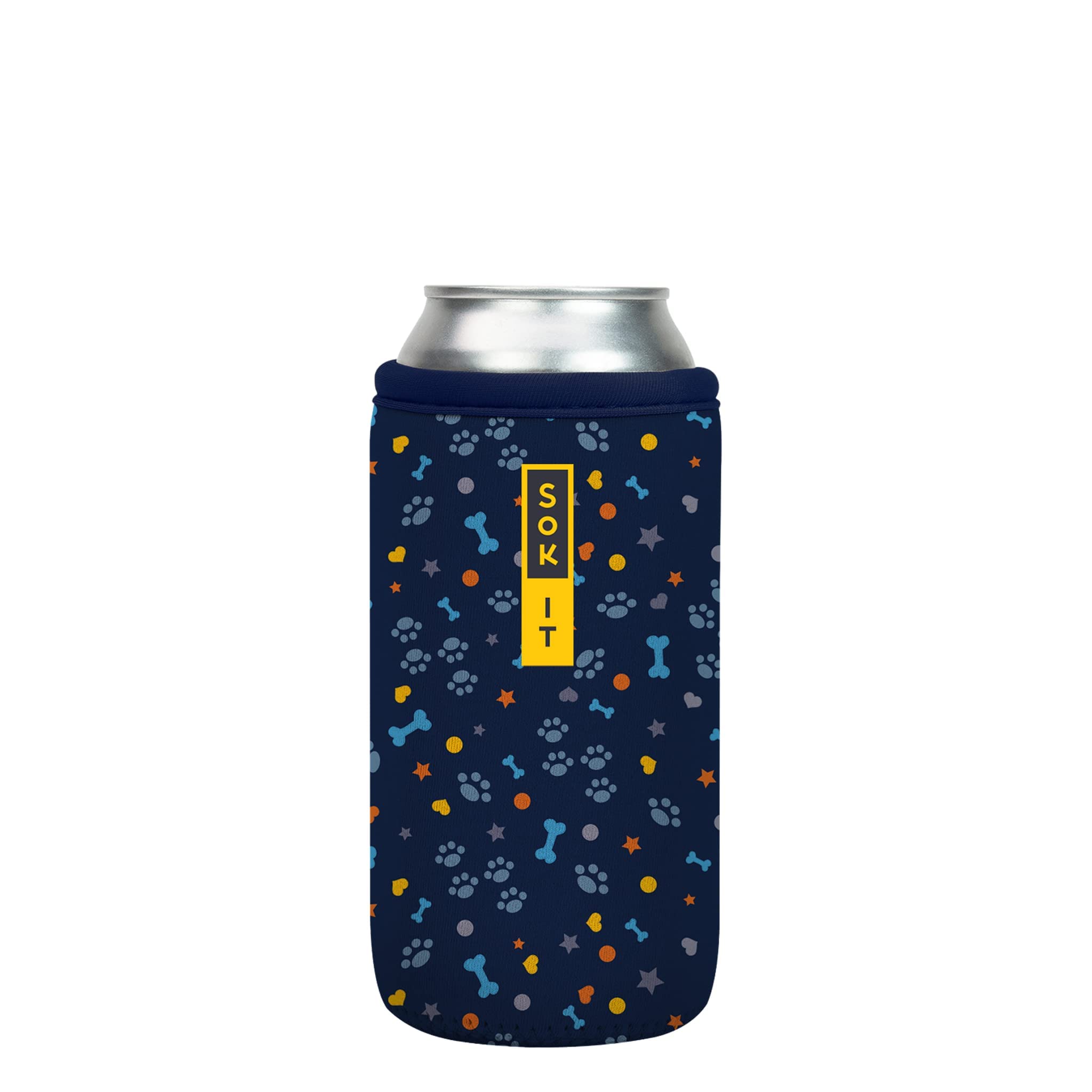 Sok It CanSok Sleeve for Beer & Soda Insulated Neoprene Cover (Paws and Bones, 16oz Can Sleeve)