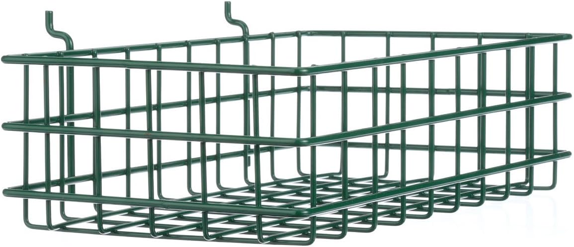 Marlin Steel 00-923-08 Pegboard or Slat Wall Wire Basket, Plain Steel, Green Powder Coat