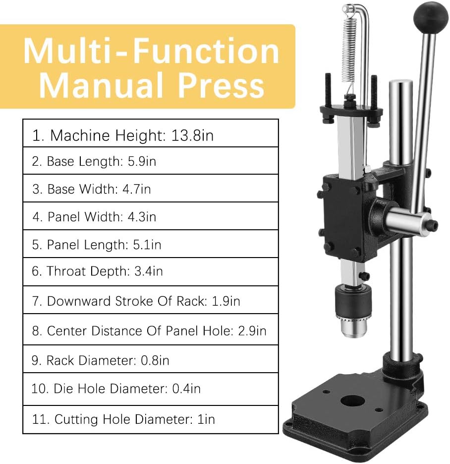 Bеѕt Quаlіtу 🔥 Leather Hole Puncher Hand Punching Machine Heavy Duty Manual Press Puncher Punch Tools for DIY Leather Craft Punching Holes with Clamping Chuck