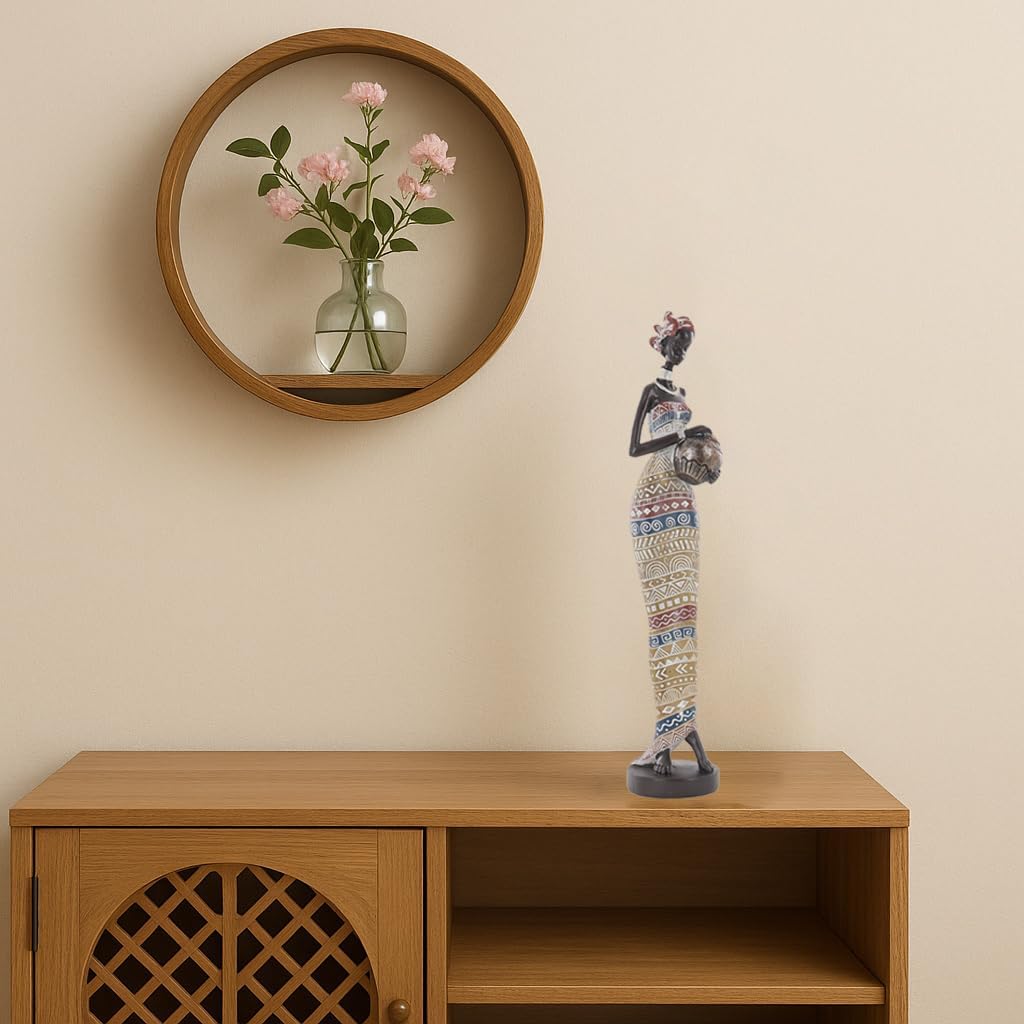 African Traditional Art Handmade Statues, Colorful Geometric Pattern Long Skirt Women's Ornaments and Decorations, Suitable for Home Study Display and Cultural Gift Collection - Image 7