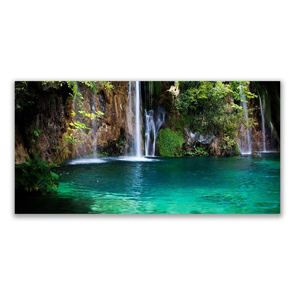 Tableau mural cascade 140x70cm en verre trempé Tulup pour salon