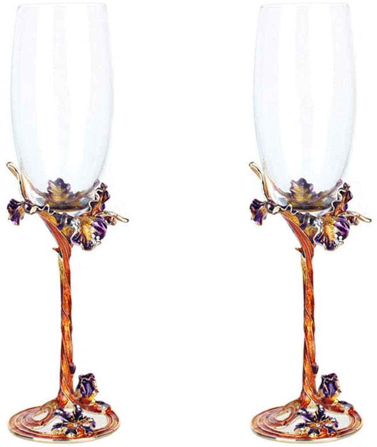 Flûtes À Champagne Ensemble De 2 Verres À Champagne 130 Ml Verres À Champagne Soufflés À La Main Fabriqués En Émaux Peints À La Main Élégante Œuvre D'art De Mariage Et D'anniversaire.-Green
