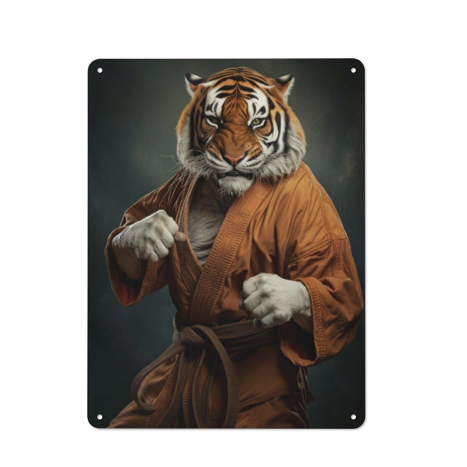 Junmoney Karate Tiger 40X30cm Retro Metal Sign With For Café Or Restaurant, For Collectors Decorating Cafés And Restaurants