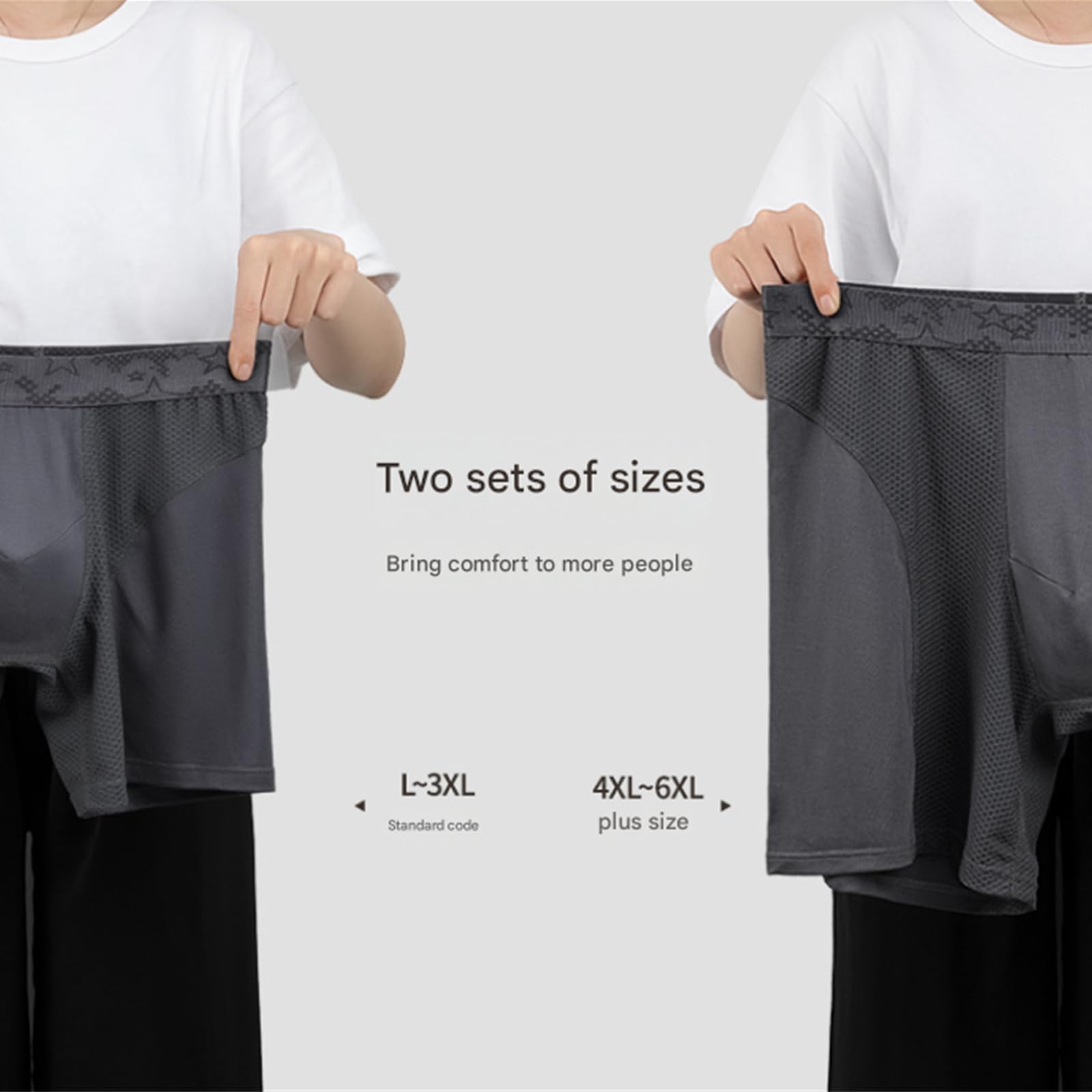 Bokserki męskie z rozszerzoną wersją bielizny męskiej Anti-Wear Double Layer Inner Sleeve Bokserki Szorty Pudełko 2 Paczki-Szary-XL