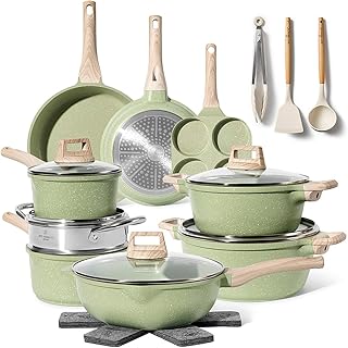 Sponsored You’re seeing this ad based on the product’s relevance to your search query.Learn more about this advertisement JUST PERFECTO Induction Pots Set - Pan Set with Lid - Induction Pots Set - Pots & Pans Set without PTFE and PFOA - Scratch Protection Silicone Cookware Pot Set Induction (21 Pieces Green)