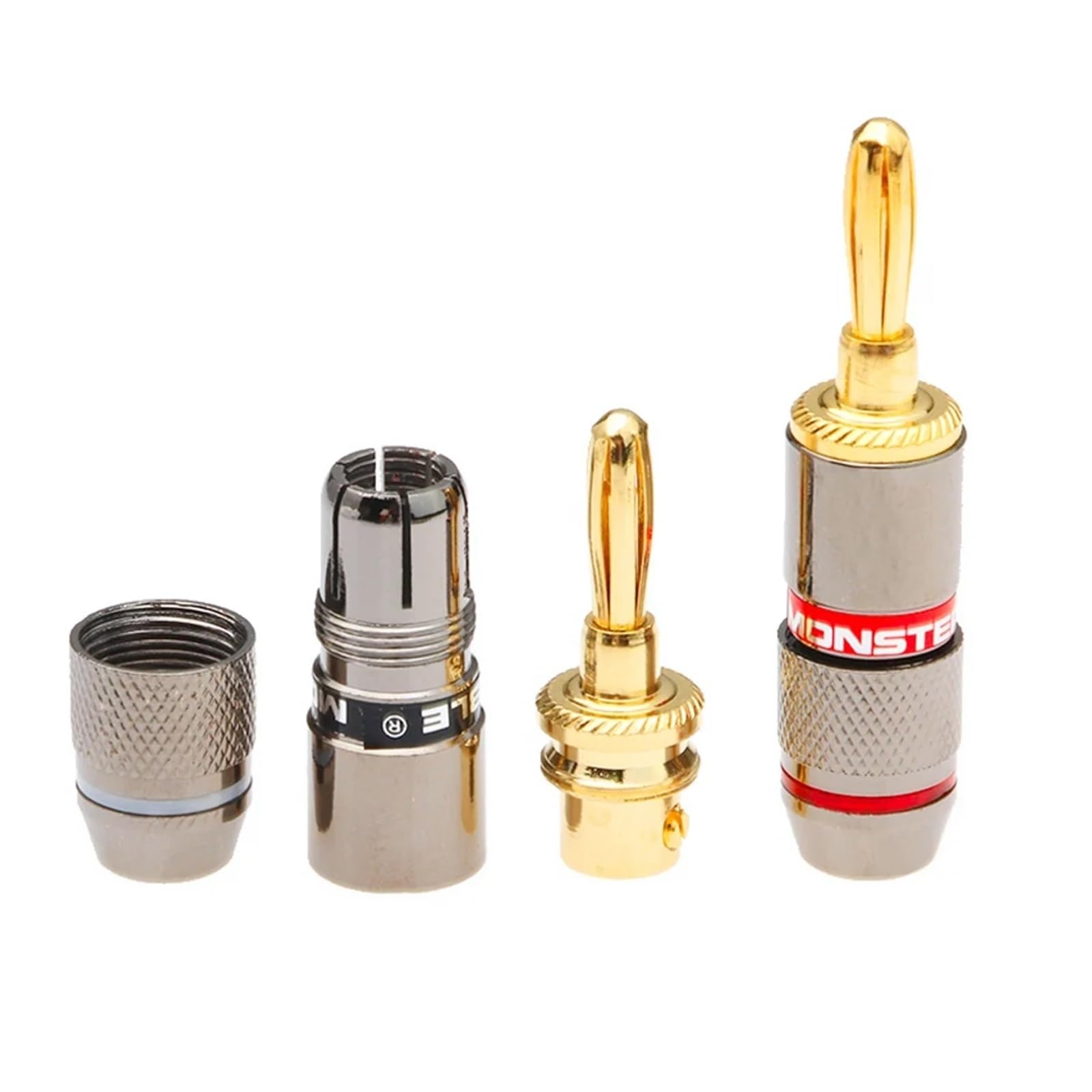 Lot de 8 fiches banane 4 mm plaqué or 24 carats pour haut-parleur en cuivre pur connecteurs audio