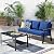 HOOOWOOO Outdoor Patio Conversation Set of 2 Pieces with Modern Outdoor Couch 3-Seat Sofa Coffee Table Wicker Outdoor Furniture Bistro Set for All Weather,Navy Blue Cushion