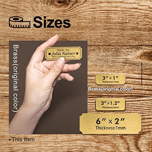 Image of Personalized Name Plates, Solid Brass Engraved Plaque, Trophy Plates Engraved, Custom Name Plate with Adhesive Backing or Screws, 3 inch W x 1 inch H