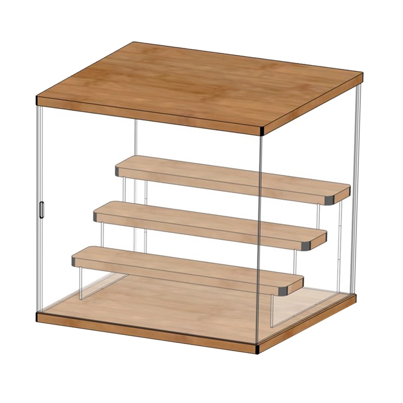 Collectibles Figures Blind Box Storage Display Acrylic Blind Box Showcase Dustproof Toy Doll Organizer Vitrine with Door (4 Tiered Staircase L 32x26x30.4cm)