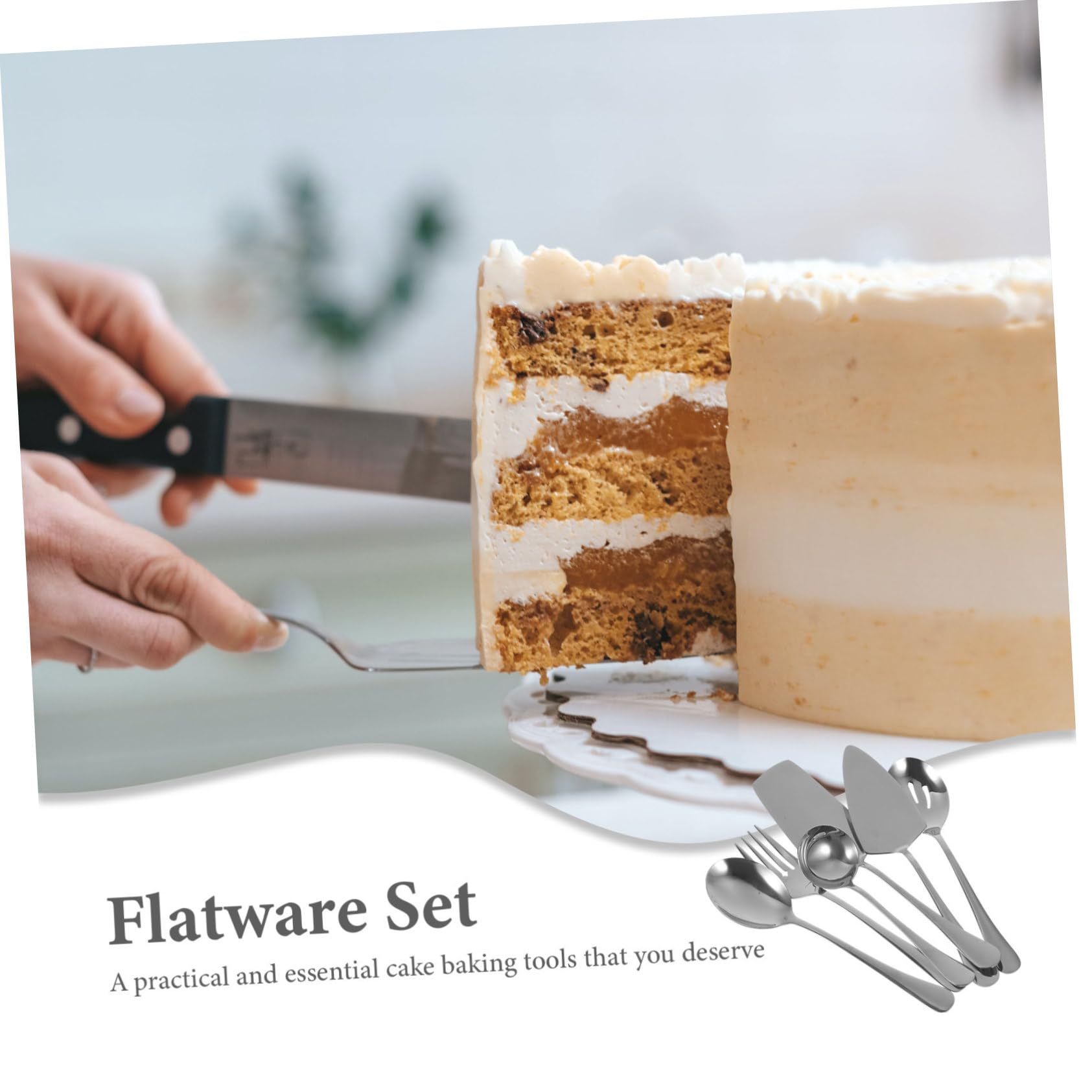 Gatuida Cuchillos para Pastel de Acero Inoxidable Conjunto de Utensilios para Servir Tartas Cuchara y Espátula para Repostería para Fiestas y Banquetes