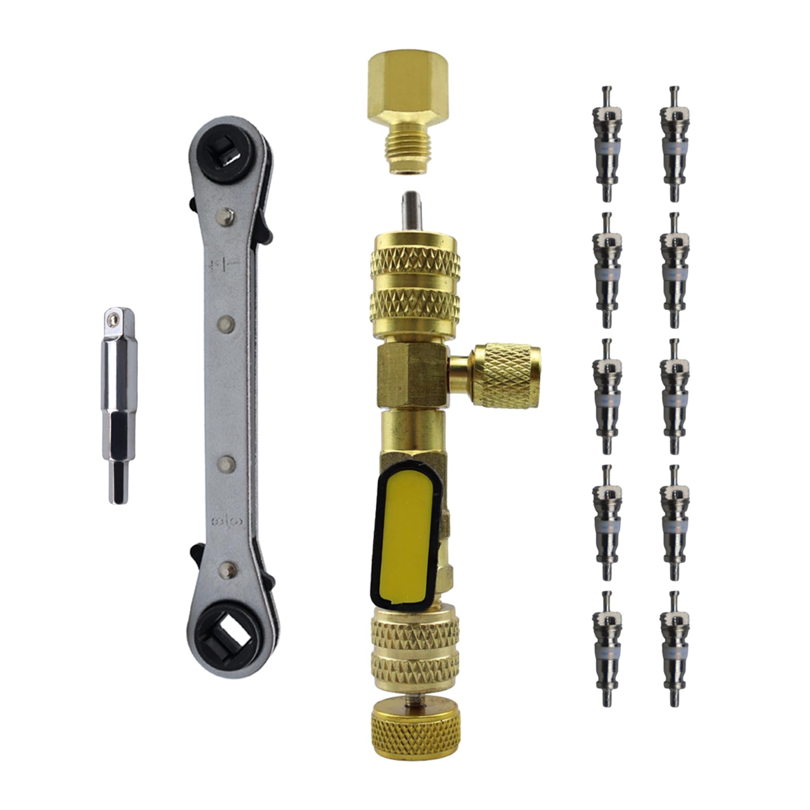 Buxuaaaa Valves Cores Remover Tool With Bit Adapter Valves Cores Hvac Service Wrench Set For Equipment Repair Hvac Service Wrench Set