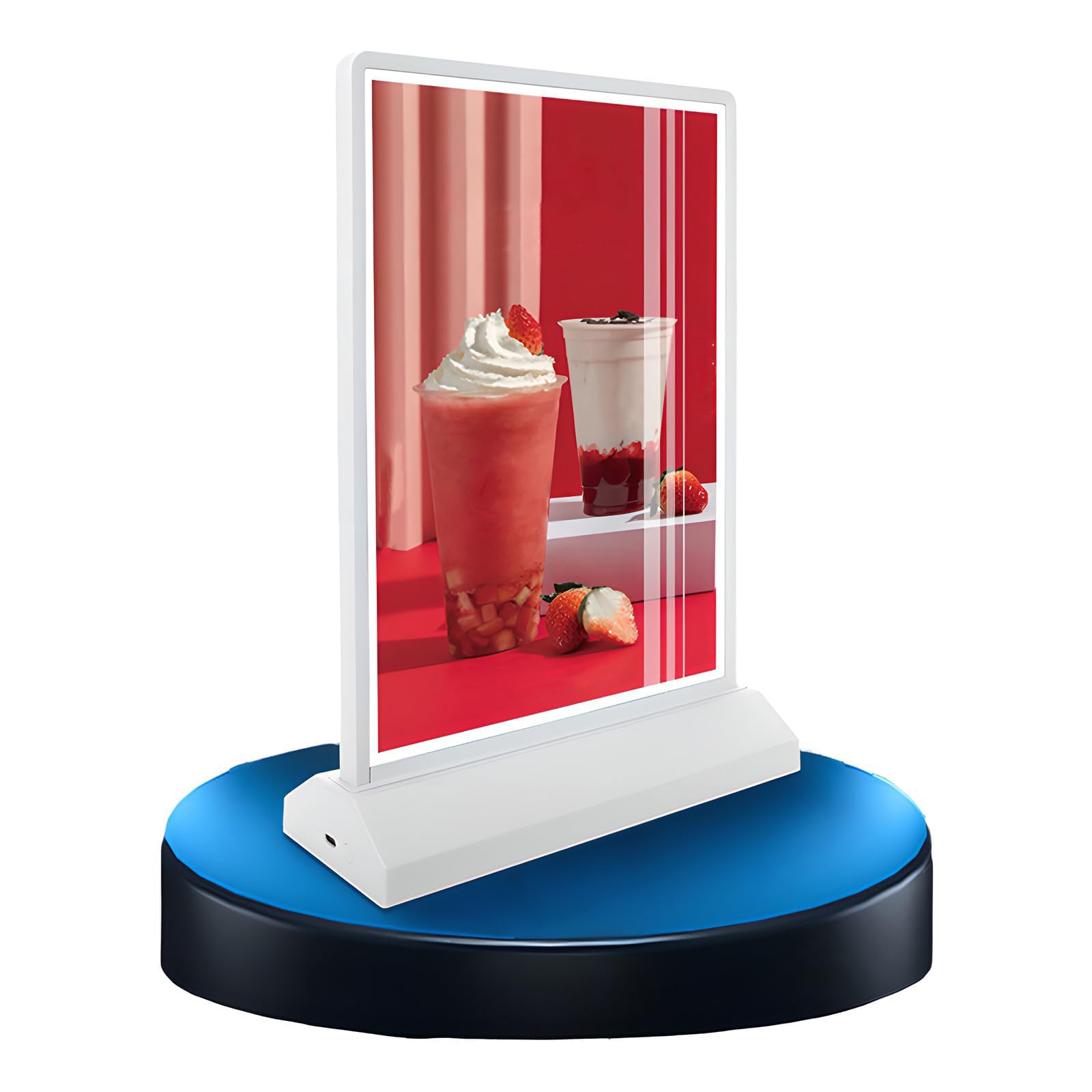 Soporte de exhibición para anuncios, caja de luz LED recargable, soporte de menú de mesa de doble cara, marco de fotos iluminado con 8 horas de duración de la batería
