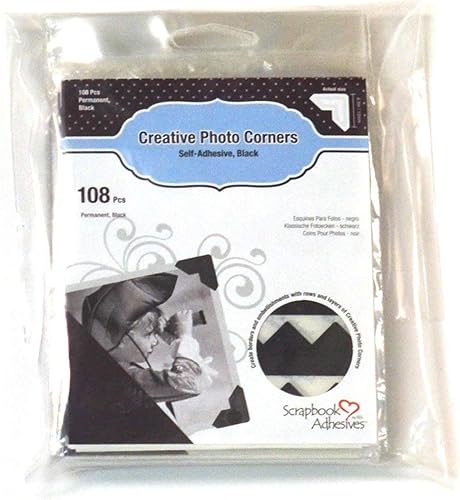 Scrapbook Adhesives by 3L 3L Scrapbook - Esquinas autoadhesivas de papel creativo, color negro, paquete de 108 unidades