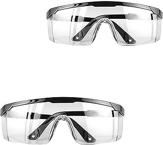 Óculos de proteção, 2 peças óculos de segurança transparentes, óculos contra a poeira, óculos de segurança trabalho, óculos de proteção para carpintaria, laboratório, construção