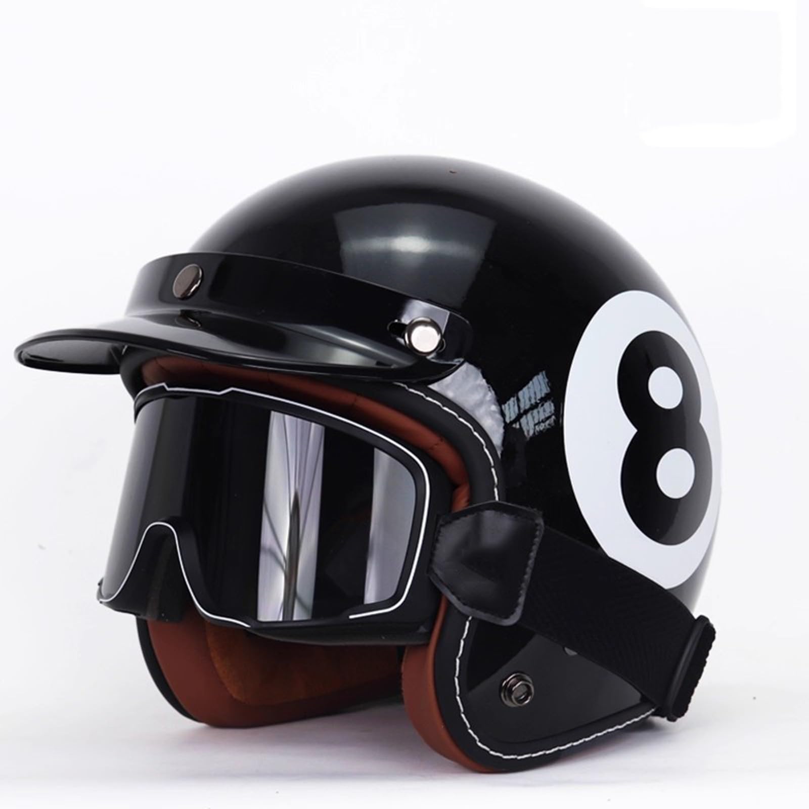 Casque De Moto Demi-Coque Allemand Vintage, Casque 3/4 Demi-Casque, Casque Jet, Casque De Cyclomoteur, Casque De Scooter Femmes Et Hommes Adultes Certifié ECE E,XL60-62CM