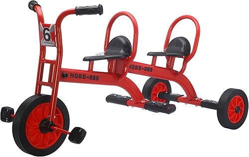 Miniatura 7 de Triciclo para niños de 2 a 8 años, triciclo para niños con asiento ajustable, neumáticos de goma sin aire y asiento trasero acolchado, triciclo