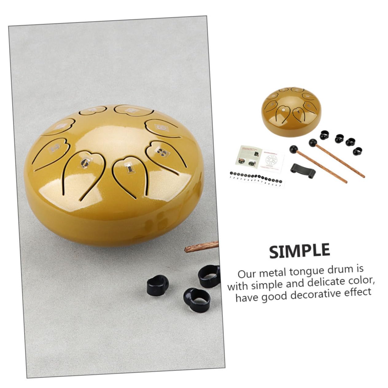 de Lengüeta Metálico Grande Amarillo Instrumento de Percusión Portátil Sonido para Principiantes y Profesionales Fácil de Tocar con Manos o Baquetas para Educación Musical