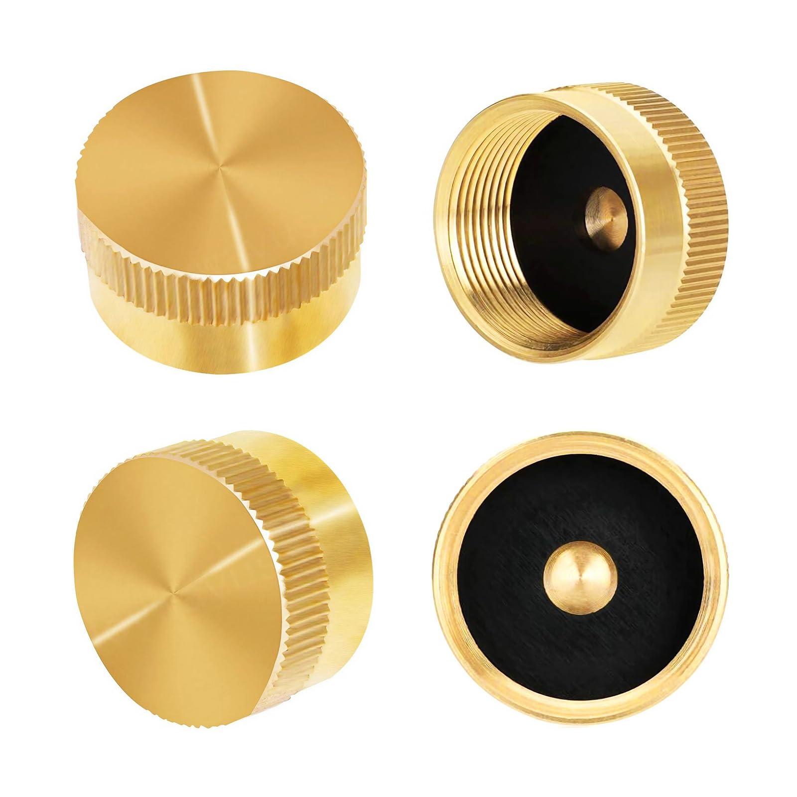 4pcs Caps for Refillable 1 LB Propane Cylinder Tanks Solid Brass Fit All 1 Pound Propane Bottle Gas Tank Cylinders Suitable for Camping Barbecue Propane Heater Grill