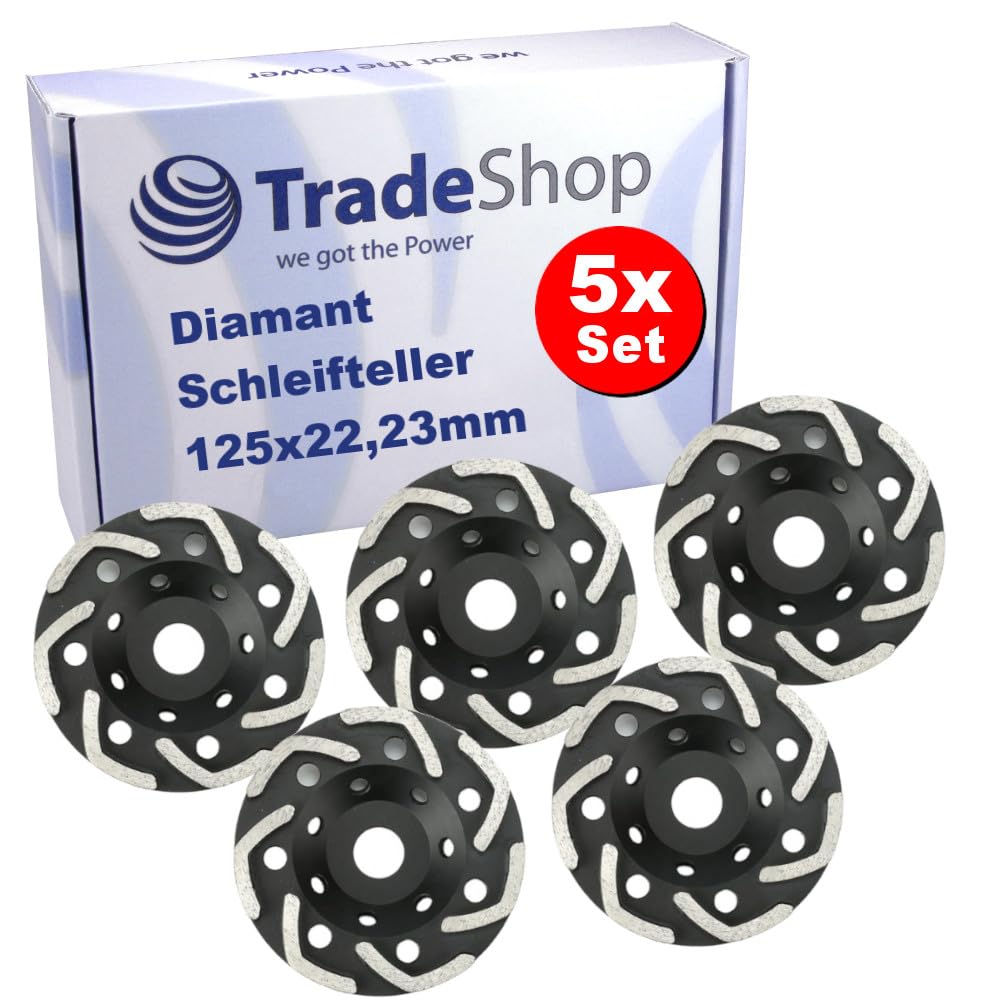 Trade-Shop profesjonalny diamentowy talerz szlifierski/tarcza szlifierska/tarcza garnkowa 125 x 22,23 mm, zamiennik do elektronarzędzi Würth Bosch Makita Festool Flex Metabo