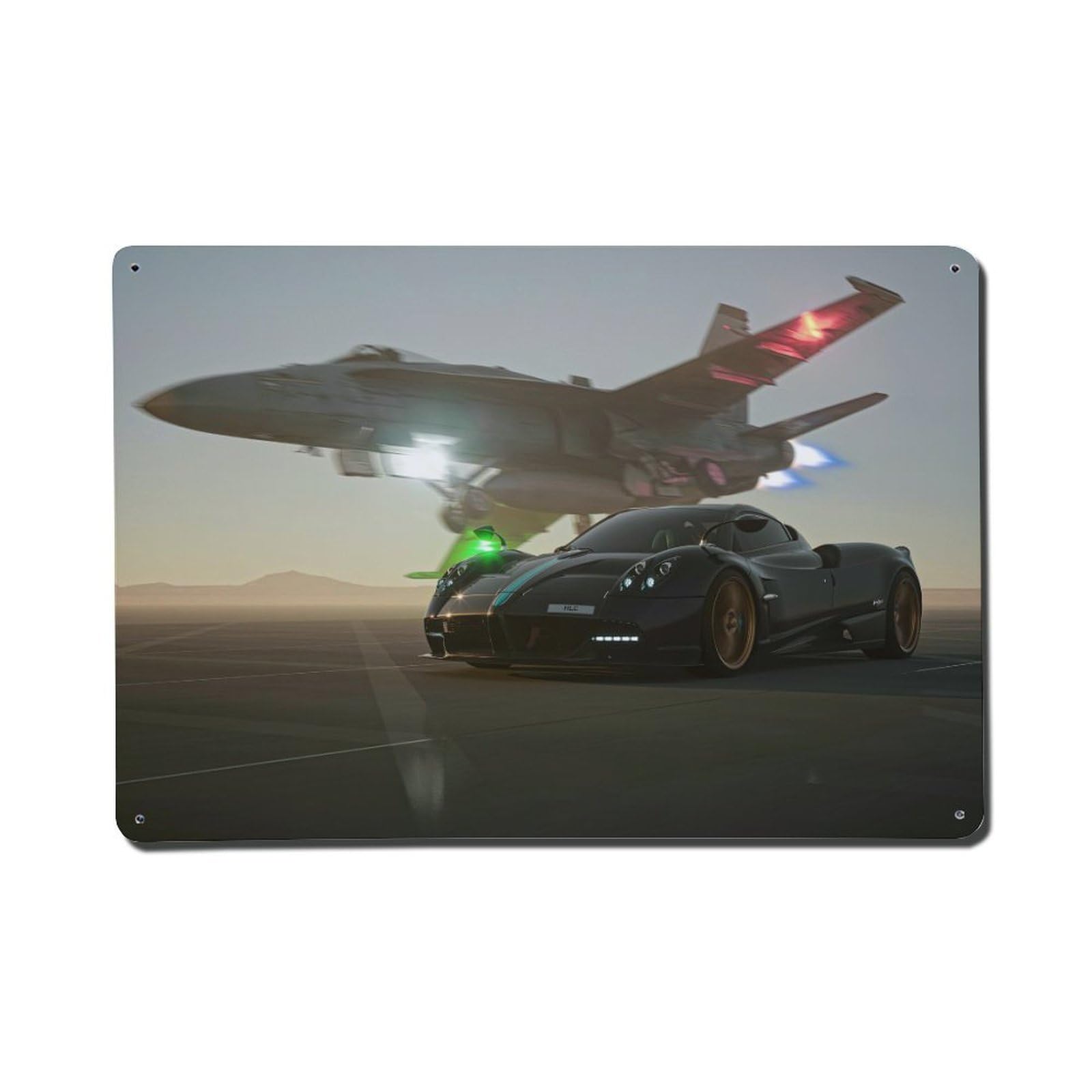Hypercar Huayra Supercar Fighter F-18 Metal Tin Sign Plaque Wall Decor for Cafe, Club, Garden Metal Poster 8x12Inch