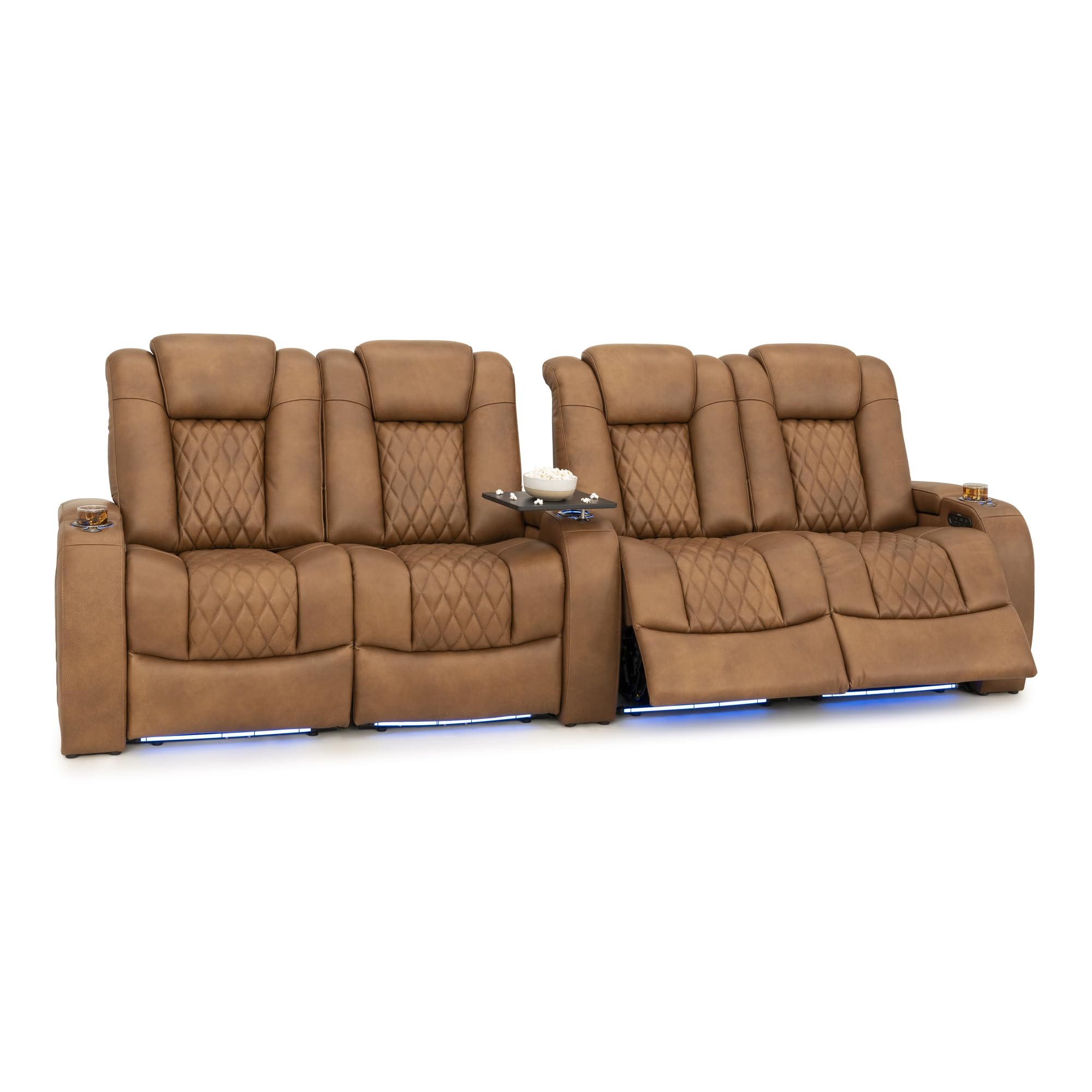 Seatcraft Diamante Home Theater Seating Tawny Row of 4 Dual Loveseat