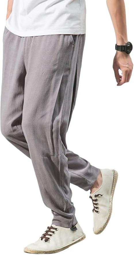 Amazon Yffushi メンズ麻パンツ サルエルパンツ メンズ 麻ズボン ロングパンツ スラックスリネン カジュアル 無地 裾リブ 涼しい ゆったり M 5xl 秋 ロングパンツ 通販