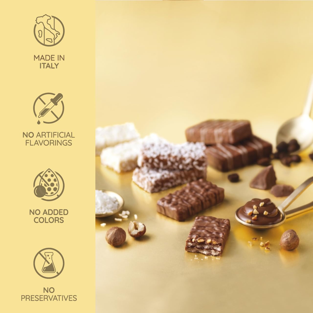 Loacker Patisserie Crème Noisette - Premium Bite Size Milk Chocolate Covered Crispy Wafer Cookies with Hazelnut Cream Filling and toasted Hazelnut pieces - Pack of 12