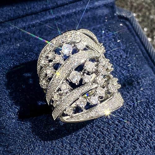Hyperbole Style Wide Ring Female Gorgeous Wedding Party Jewelry with Cubic Zirconia3