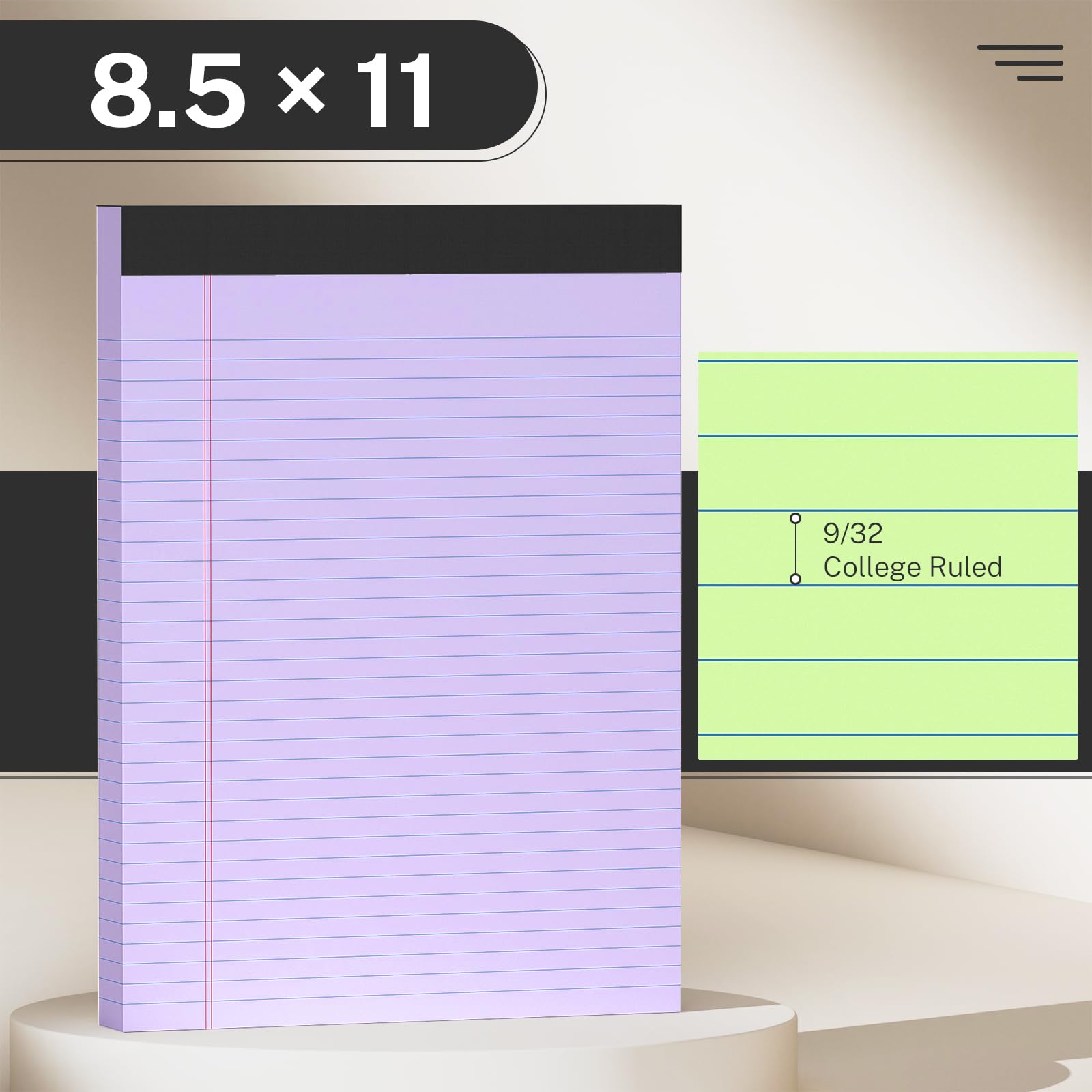 AILZFEI 5er-Pack farbige Notizblöcke 8,5 x 11 College liniert Papier Notizblöcke Schmal liniert 50 Blatt pro Notizblock Perforiertes Schreibblock Haltbares Robustes Rücken 8x11 Blöcke aus Papier Rosa