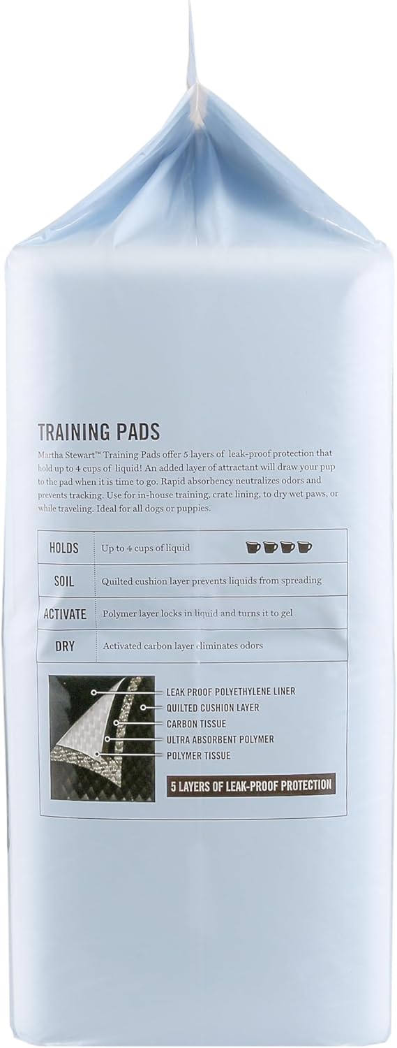 Martha Stewart for Pets Training Pads for All Dogs & Puppies | 23" x 23" Puppy Pads Effective Way to Train Your Dog or Puppy and Keep Your Home Clean (Pack of 1,100 Count Total)