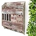 MyGift Torched Wood Wall Mounted Entryway Organizer with Mail Holder and Multiple Accessories Storage Compartments, Pull Out Drawers and 4 Dual Key Hooks