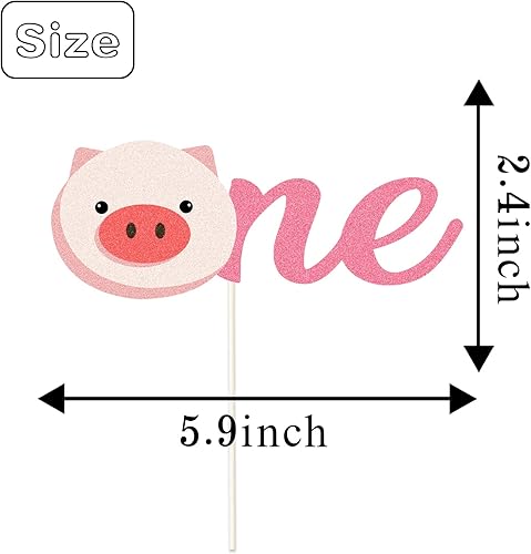 Miniatura 2 de Decoración para pastel de primer cumpleaños con temática de animales de granja, decoración de pastel de primer cumpleaños, temática de cerdo de