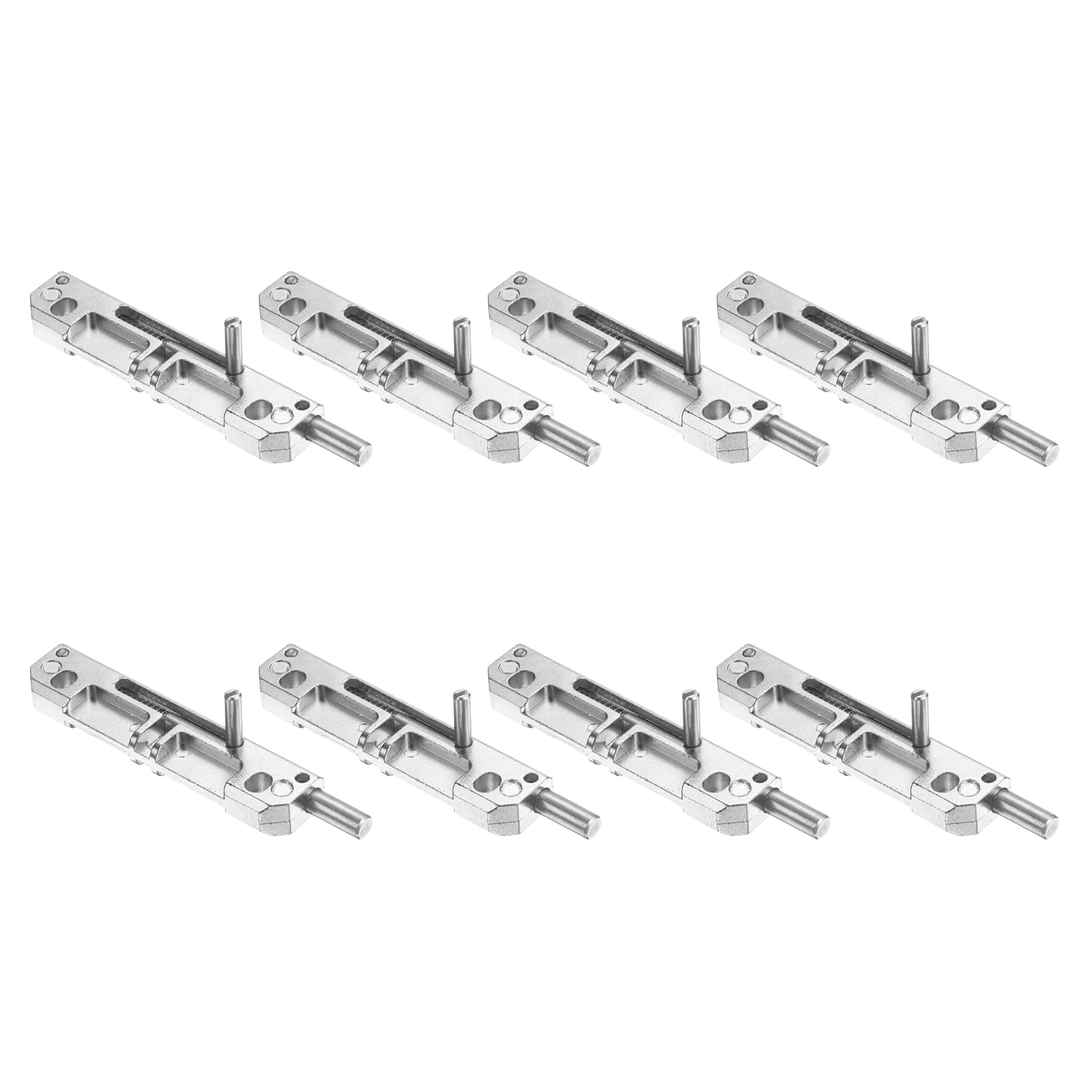 sourcing map 8 Pcs Right Spring-Loaded Gate Latch, Silver Zinc Alloy