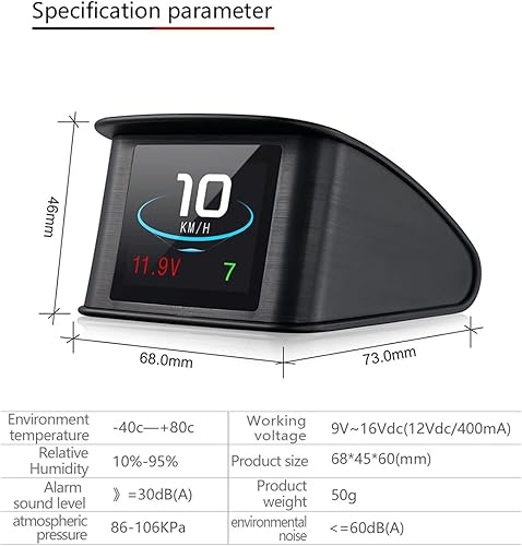 Miniatura 7 de Pantalla frontal inteligente, pantalla universal GPS de 2.2 pulgadas con pantalla de velocidad, altitud, voltaje, reloj y más alarma de