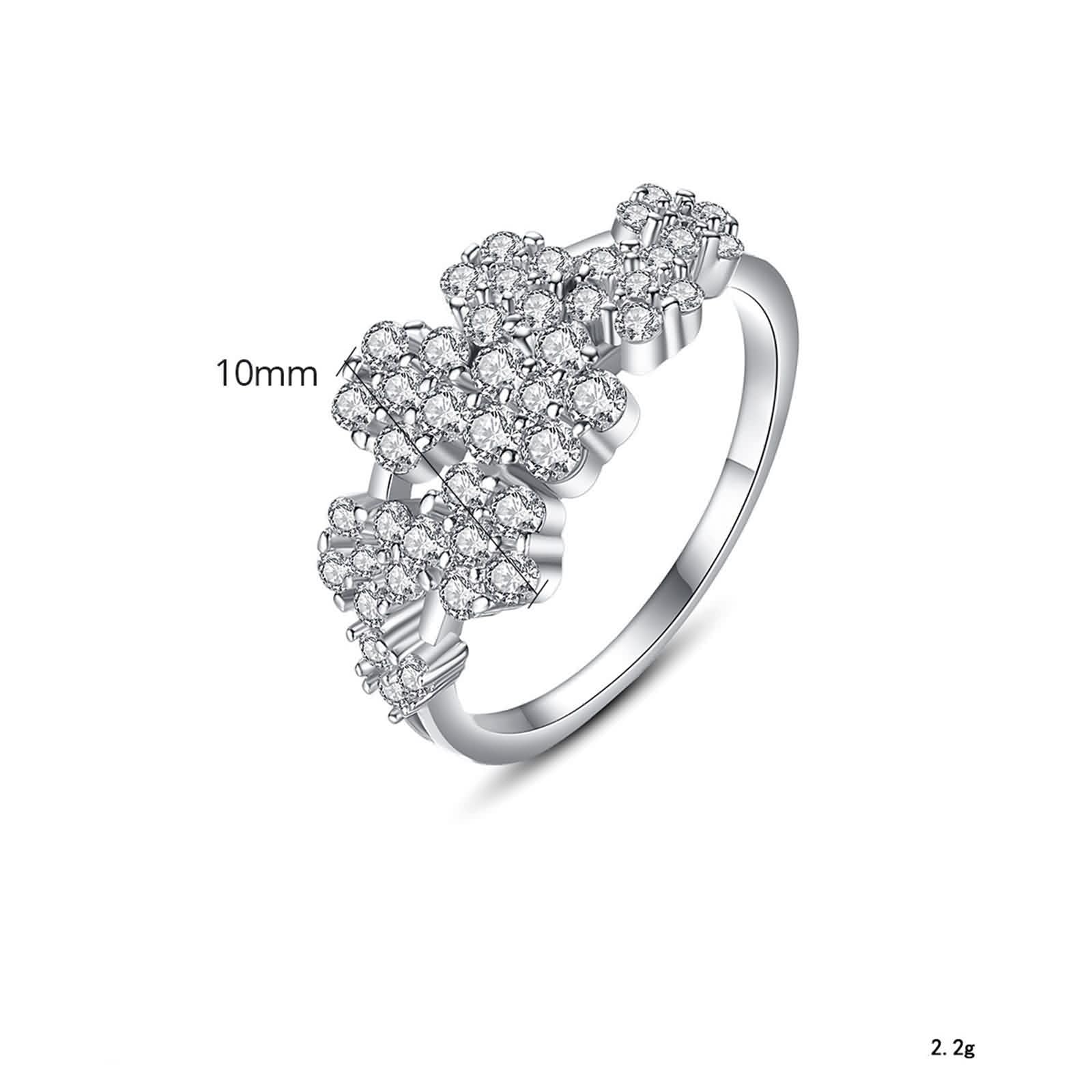Diamentowe obrączki rocznicowe obrączka ślubna białe złoto 18K niemetalowy znaczek (tylko moda) kwiat z cyrkonią biały rozmiar H 1/2 moda dla pań biżuteria świąteczna