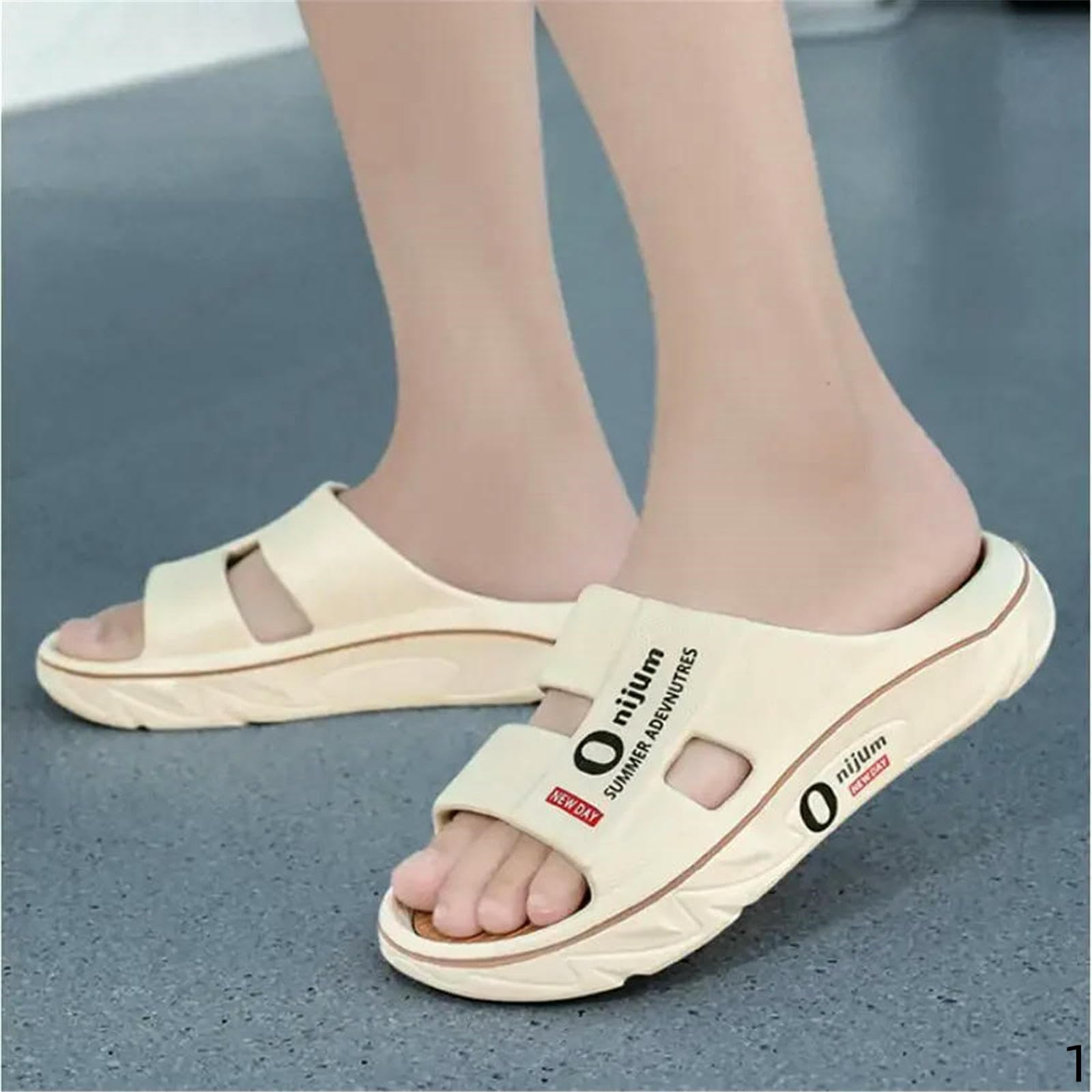 Claquette Hommes Chaussons Pour Sandales De Plage Intérieures En Plein Air Doux Antidérapants Slides Flip-flops Femmes Salle Bain Maison Chaussures