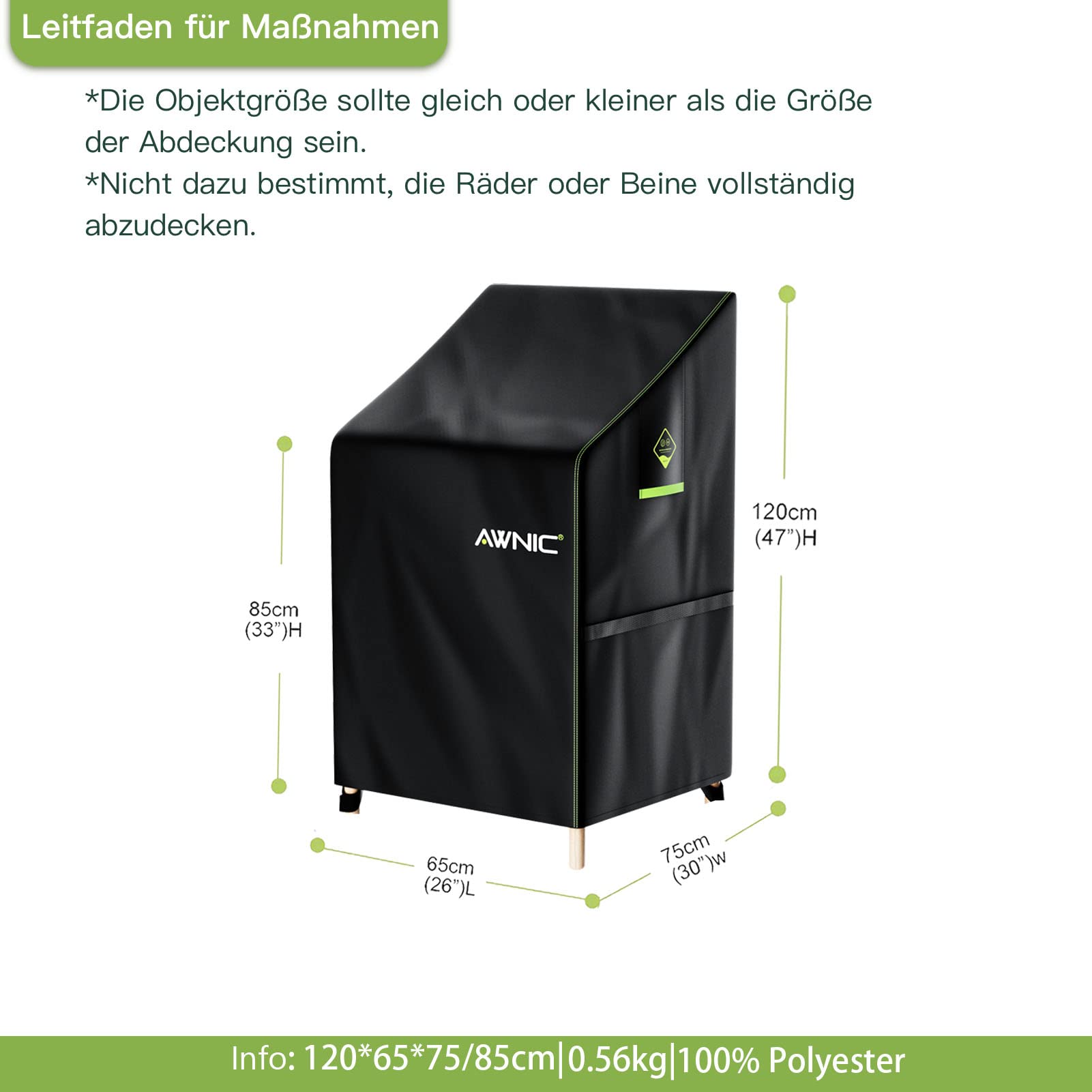 Awnic Housse de Protection pour Chaise de Jardin - Tissu Oxford - Imperméable - Résistant à la déchirure - Polyester 420D - 65 x 75 x 85/120 cm