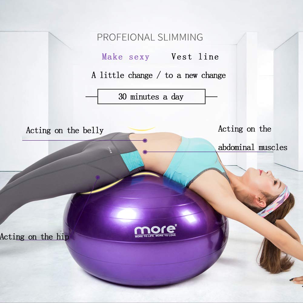 Gymnastikball Pilates, Yogaball 65CM Anti-Burst Gymnastikball Mit Fußpumpe, Swiss Ball - Für Yoga, Pilates, Schwangerschaft/Fitness,Waterblue