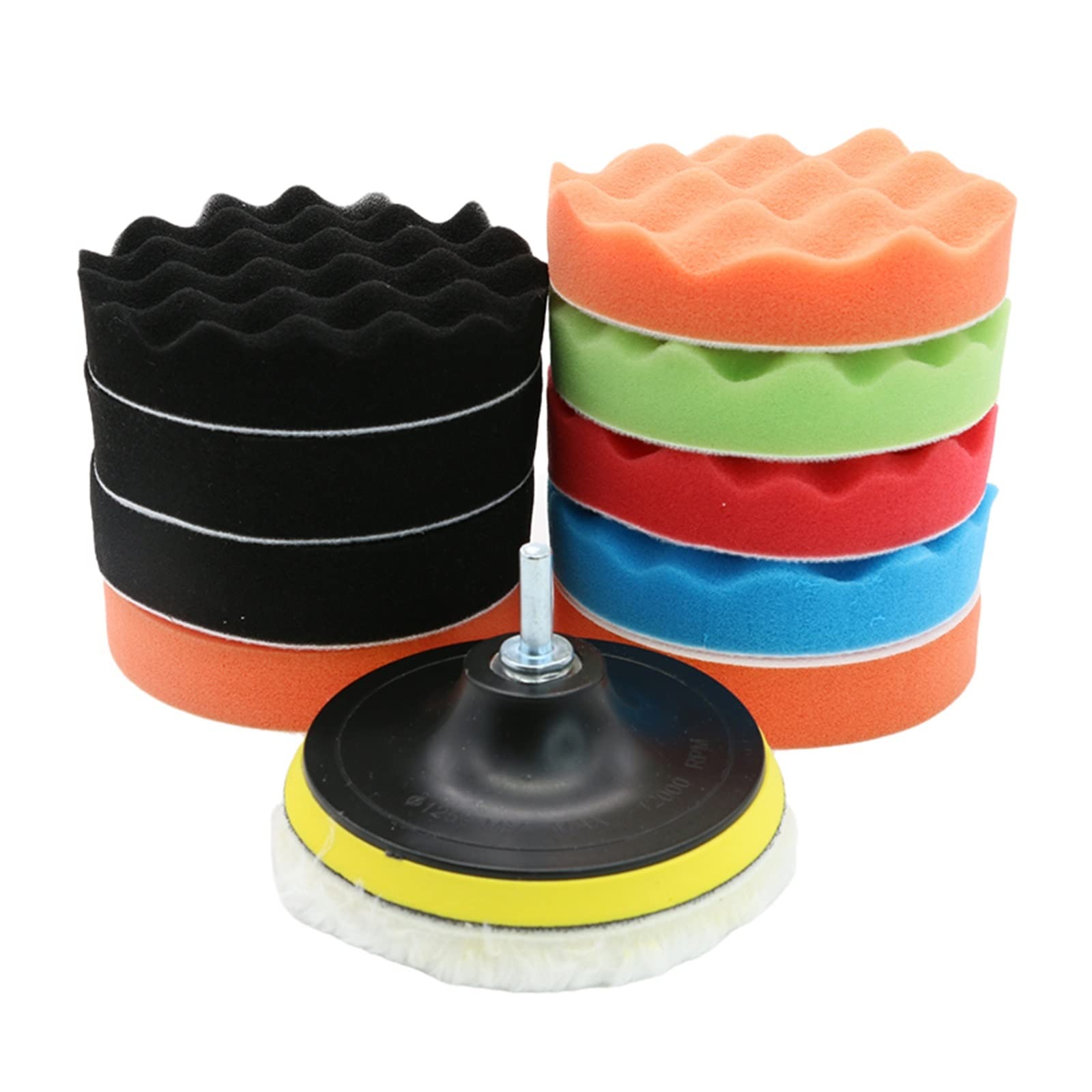 3/4/5/6/7 Pollici Auto Lucidatura Ceretta Spugna Ruota Disco di Lucidatura 12 Pezzi Set Spugna Auto Cura Tampone for Lucidatura Trapano M14 Adattatore Go (Color : 3inchM14)