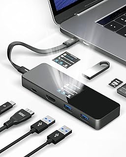 DOCKCASE 7 in 1 Visual Smart USB C Hub(Detachable) with HDMI Port 4K60Hz,100w PD Port, 3 USB-A 3.0, SD/TF Card Slot, for MacBook Air/Pro,XPS,and More