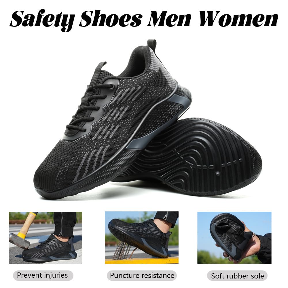 Scarpe Antinfortunistiche Scarpe da Lavoro Uomo Donna Scarpe Protettive Traspiranti Antiscivolo con Puntale in Acciaio per Unisex 36-46
