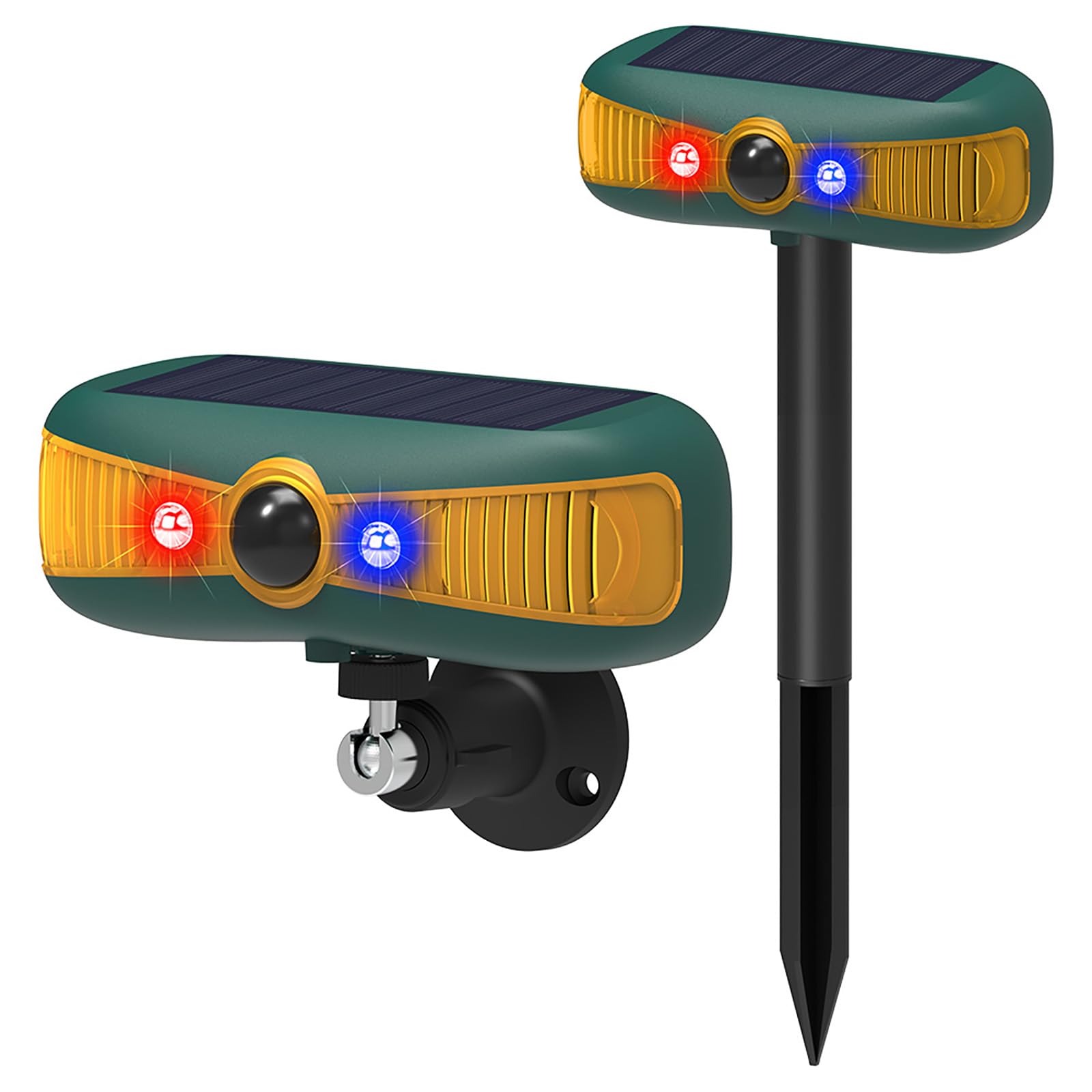 Alarma solar con sensor de movimiento para exteriores, 129 dB, sistema de alarma de doble altavoz, 13 tipos de sonido + fuerte parpadeo de luz, intruso rápido (2 unidades)