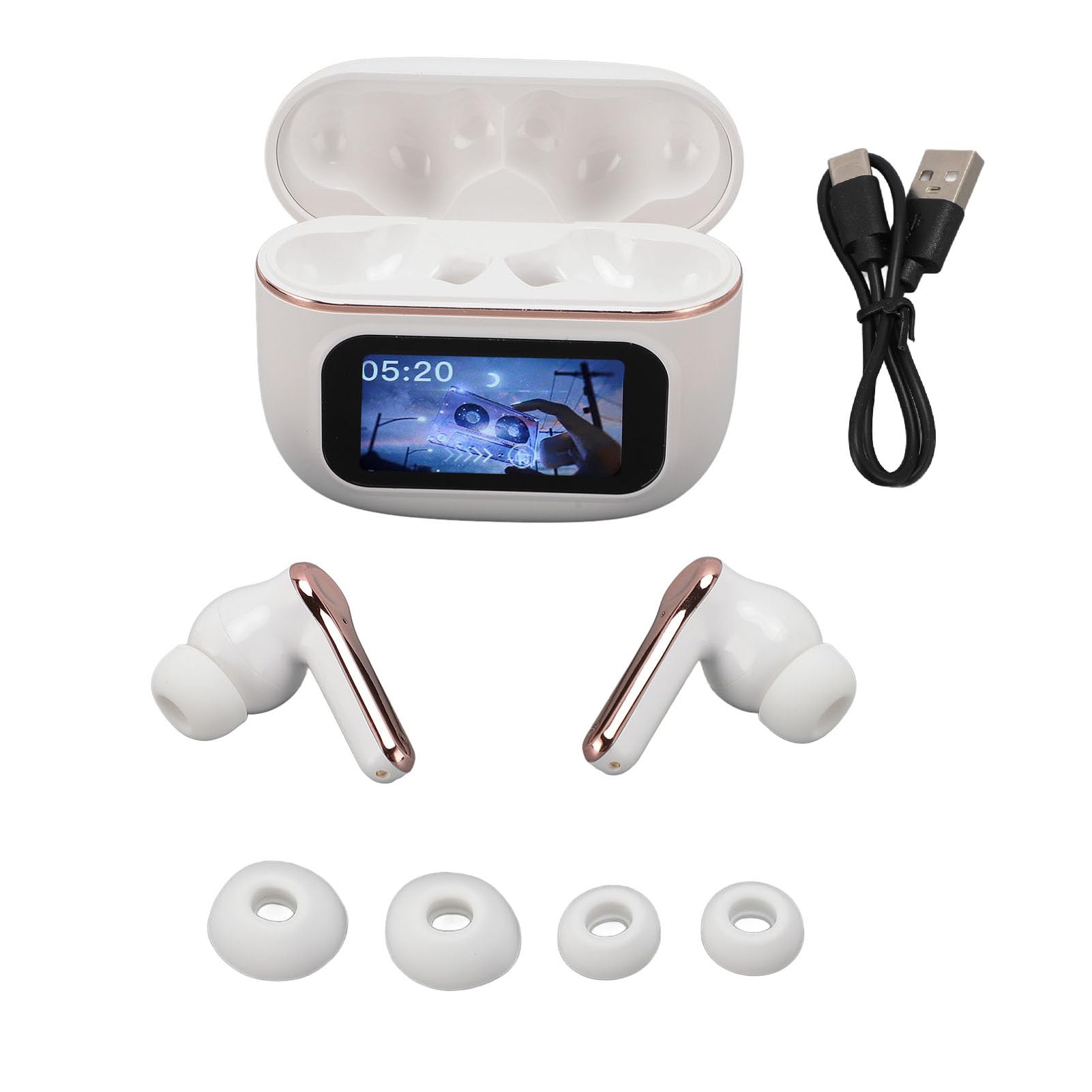 Pongnas Auricolari Wireless Avanzati con Display Touch LCD a Colori e Tecnologia ANC per la Riduzione del Rumore, per la comodità della Quotidiana, Batteria Integrata per Viaggi