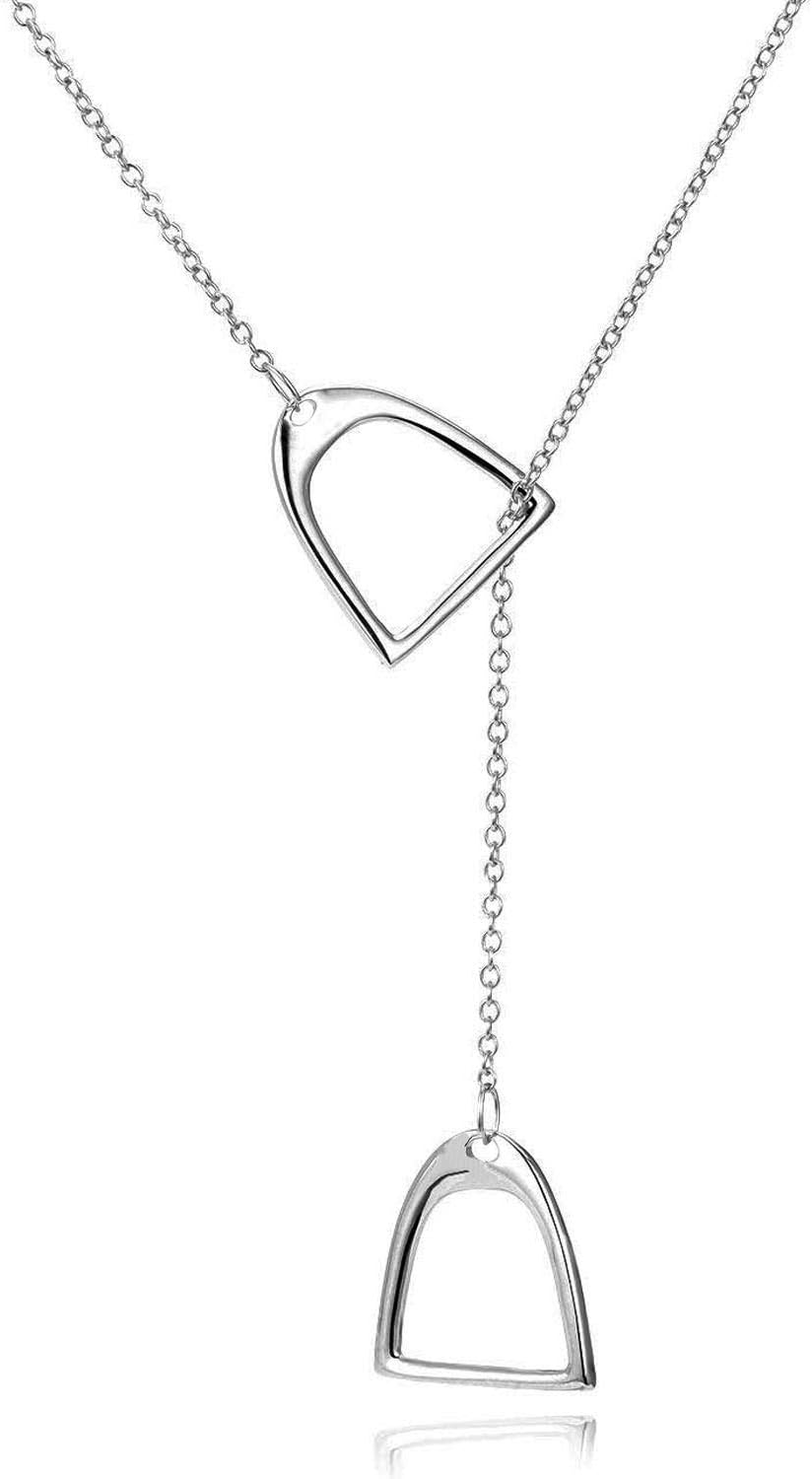 GzrlyfDouble Stirrup Lariat Y Necklace Horse Stirrup Necklace Gift for Women Girls
