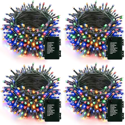 4 Pack 160FT 400 LED Battery Operated Christmas Lights Indoor/Outdoor
