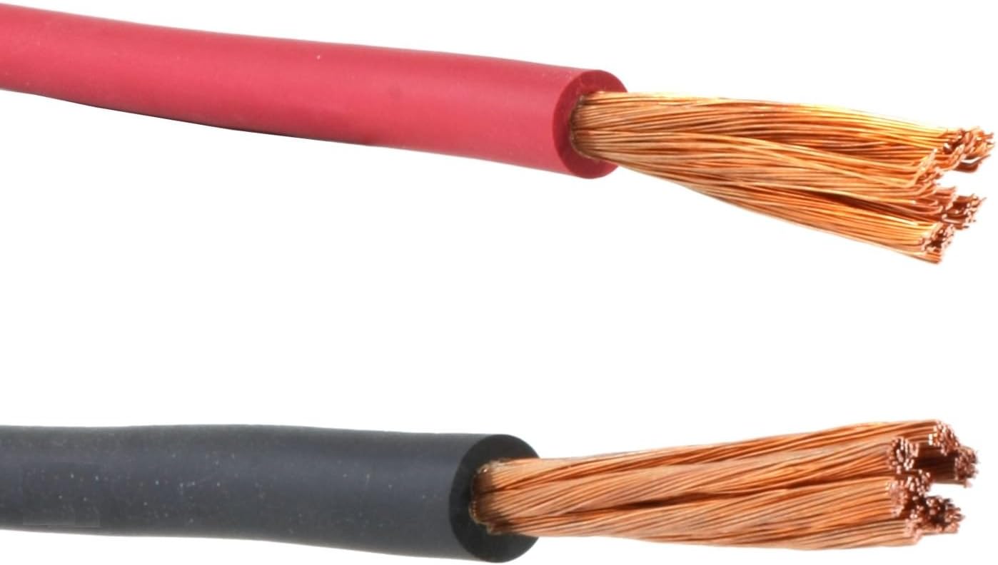 #6 Gauge AWG - Flex-A-Prene - 100% Copper Welding/Battery Cable - Black & Red - 600 V - Made in USA (15 FEET of Each Color)