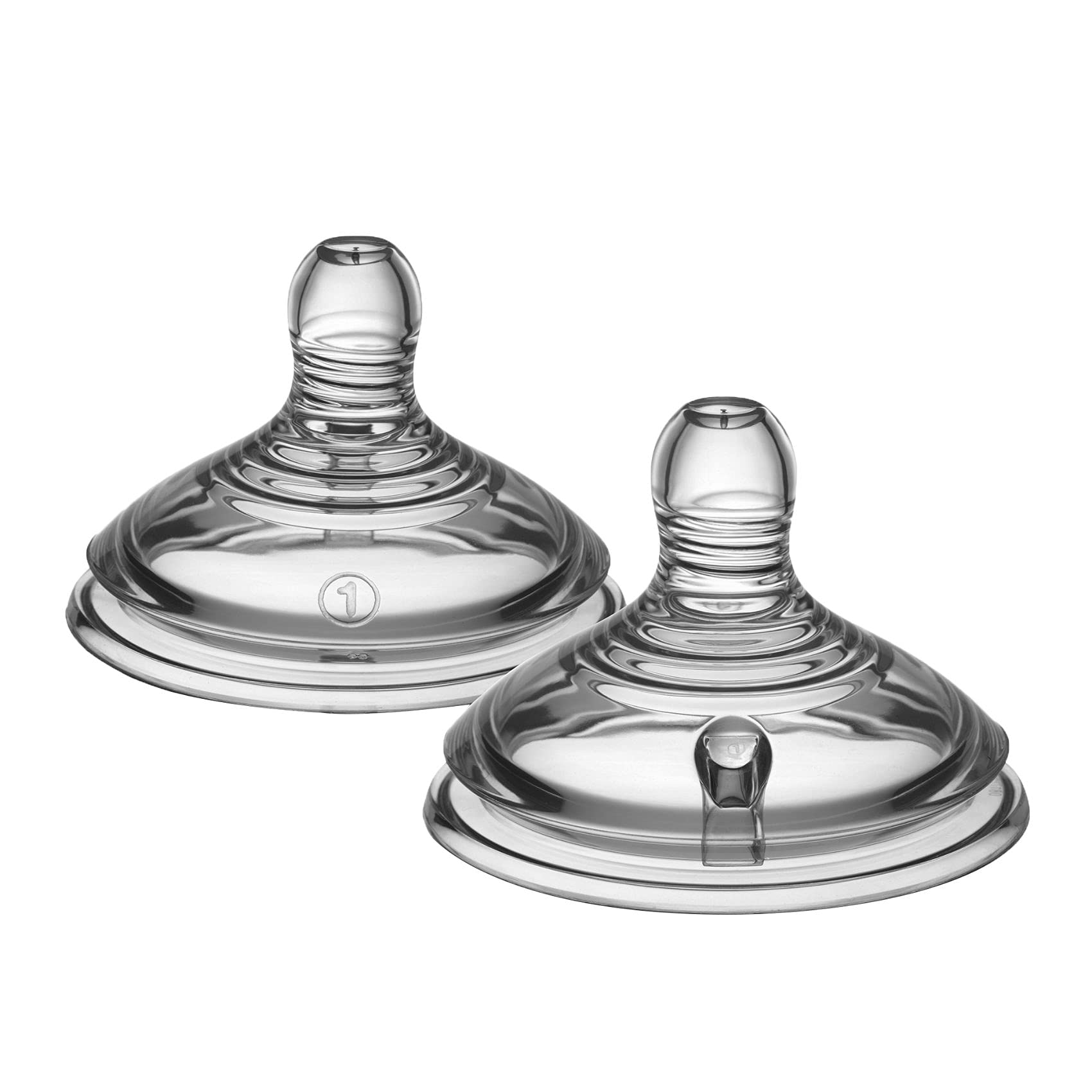 Tommee Tippee Closer to Nature Baby Bottle Teats, Breast-Like, Anti-Colic Valve, Soft Silicone, Slow-Flow, 0m+, Pack of 2
