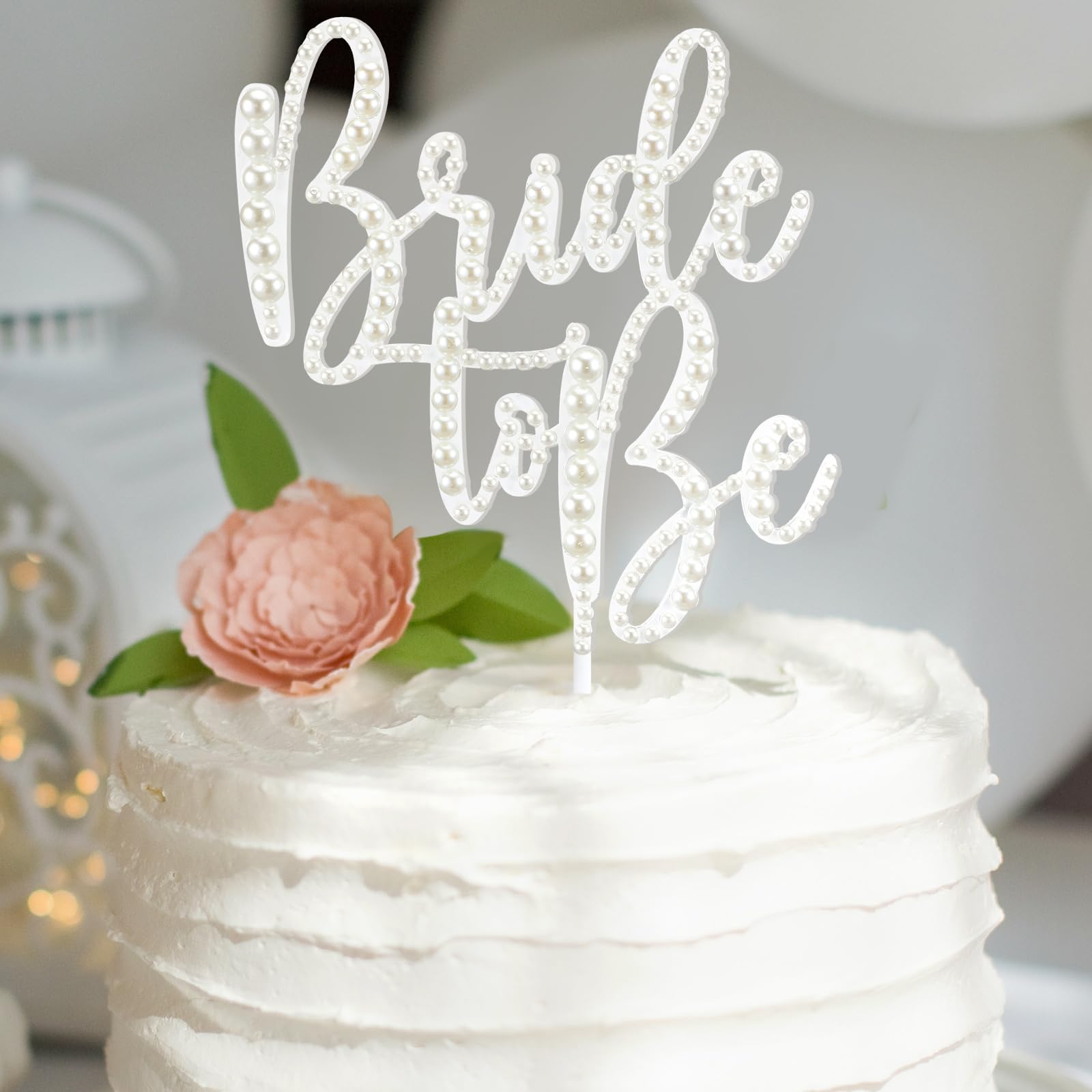 SiliFine Bride to Be Cake Topper Bling Bridal Shower Cake Topper Pearl Acrylic Bridal Shower Decorations for Bride Shower Bachelorette Party 10.7 x
