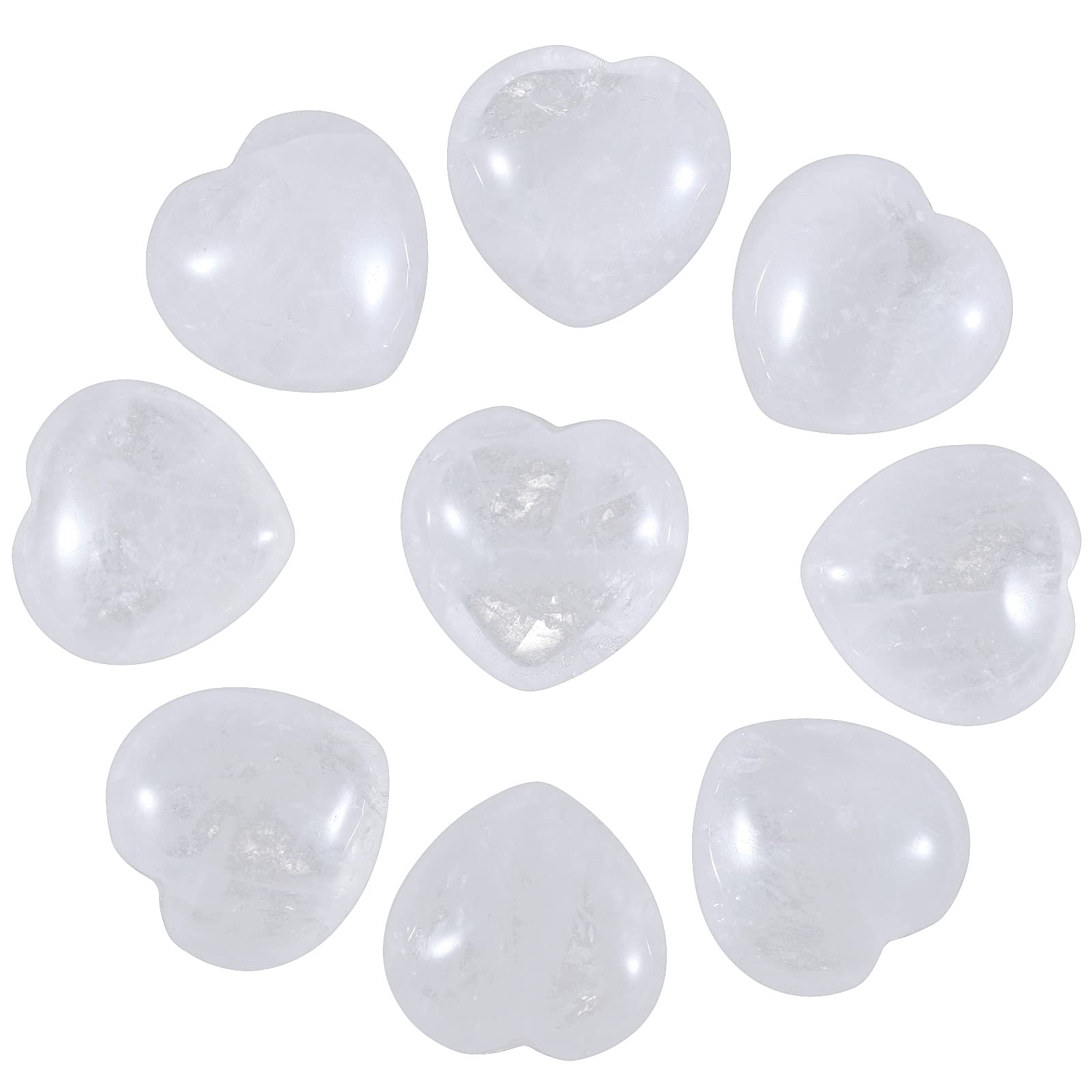 mookaitedecor Rock Crystal Heart Shaped Worry Stone, Puffy Crystal Pocket Palm Stones for Chakra Energy Healing Decoration 0.98 Inch, Pack of 5