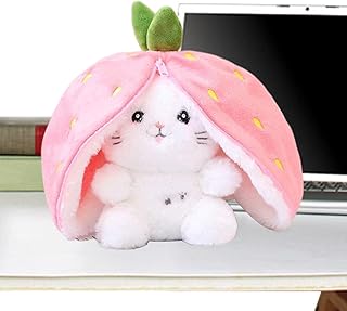 Hide and Seek Bunnies | Easter Cute Reversible Floppy Ear Bunny Plushie,Easter Bunny Stuffed Animal, Rabbit Plushie Strawberry Bunny Pillow Plush Toy for Boys Girls Fovolat